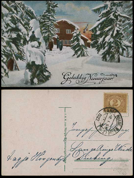 Gelukkig Nieuwjaar Holland 1922 Postcard HAPPY NEW YEAR