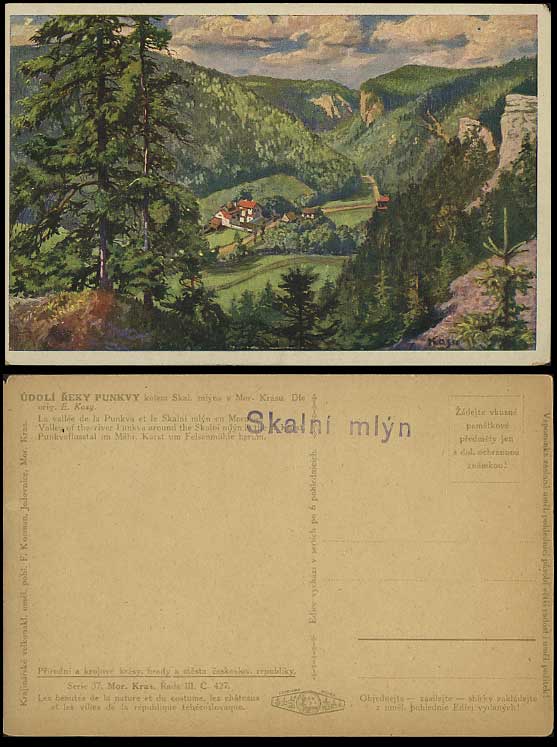 E Kosy Old Postcard Valley River Punkva Skalni M. Karst