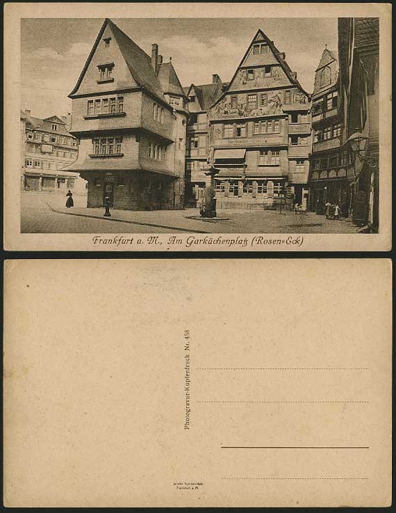 FRANKFURT a.M. Old Postcard Am GARKUCHENPLATZ Rosen Eck