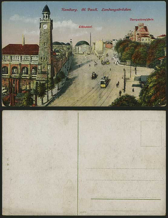 Hamburg Old Postcard St. Pauli Landungsbrucken & TRAM