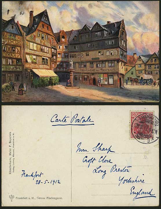 Frankfurt u.M. Gross Fischergasse 1912 Old Art Postcard