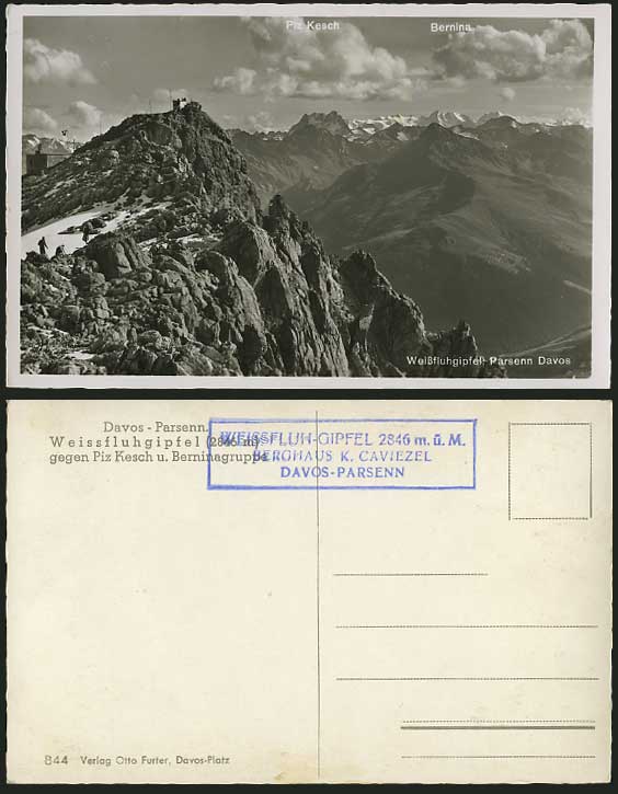 Swiss Old R.P. Postcard Weissfluhgipfel - PARSENN DAVOS