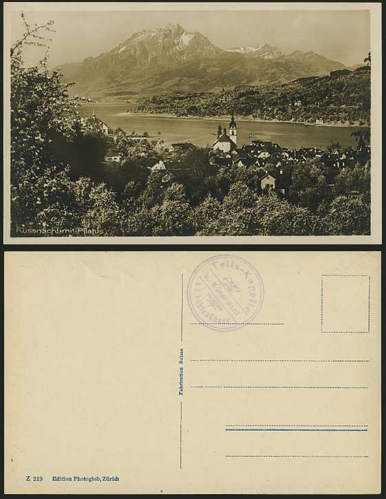 Swiss Old R.P. Postcard Kussnacht mit Pilatus Panorama