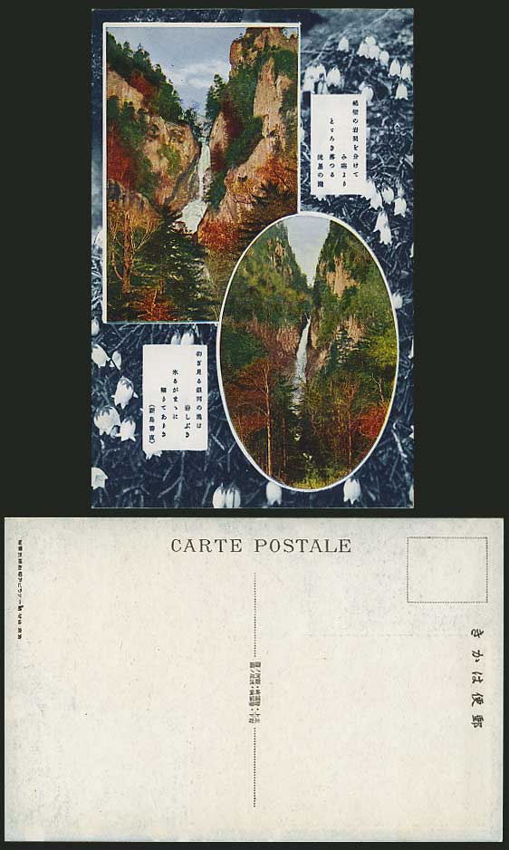 Japan Old Colour Postcard Gorges Flowers & Waterfalls