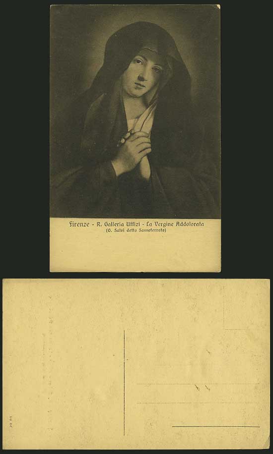 FIRENZE La Vergine Addolorata Old Postcard R. G. Uffizi