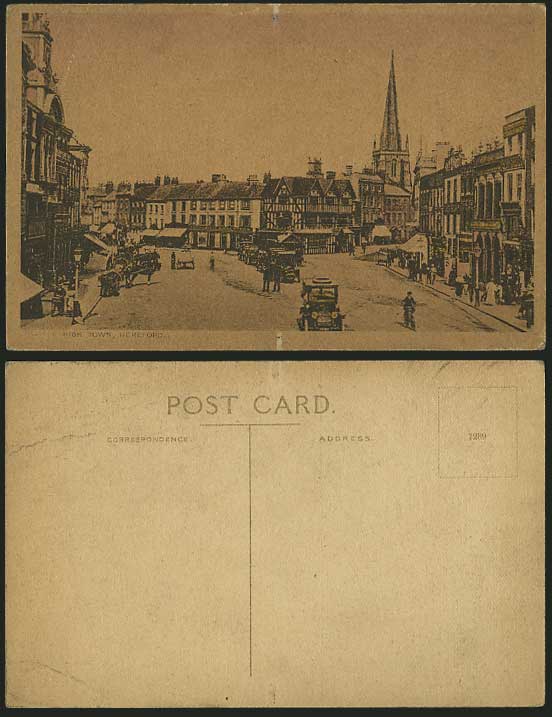 HEREFORD Old Postcard Cars & Bike Street View HIGH TOWN