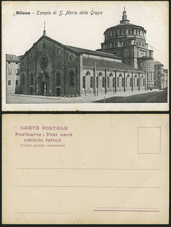 Italy Old Postcard Milan Tempio di S Maria delle Grazie