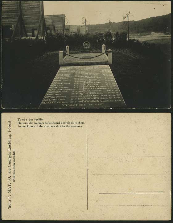 Tombe fusilles - Civilians shot by Germans Old Postcard