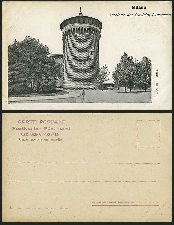 Italy MILANO Old UB Postcard Torrione del Castello Sforzesco Castle