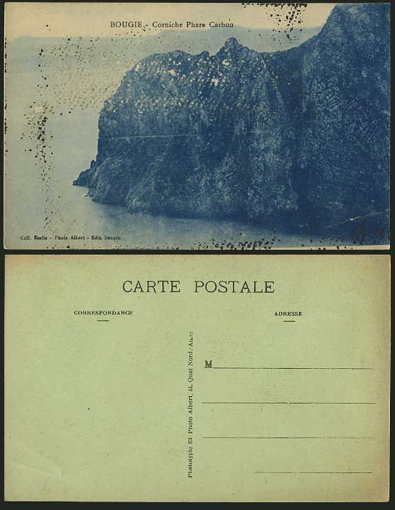 Algeria Old Postcard BOUGIE Corniche Phare Carbon ROCKS