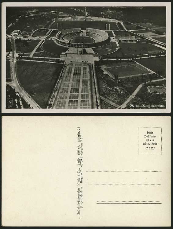 BERLIN STADIUM Aerial View Old Postcard Reichssportfeld