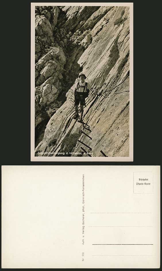Mountaineer Zugspitzbesteigung HOELLENTAL Old Postcard