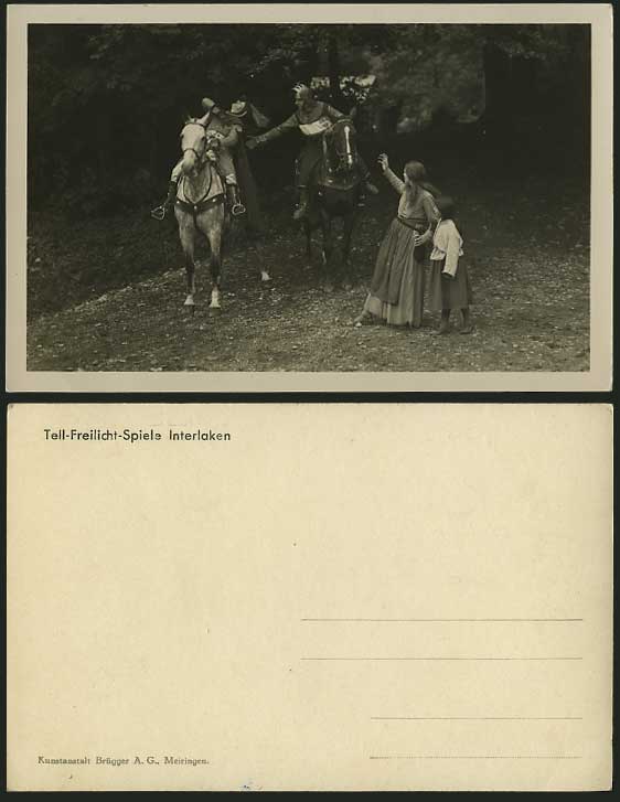 Interlaken Old RP Postcard Tell-Freilicht-Spiele HORSES