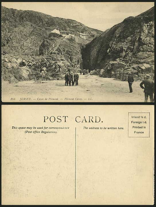JERSEY L.L. 184 Old Postcard Caves de Plemont Women Men