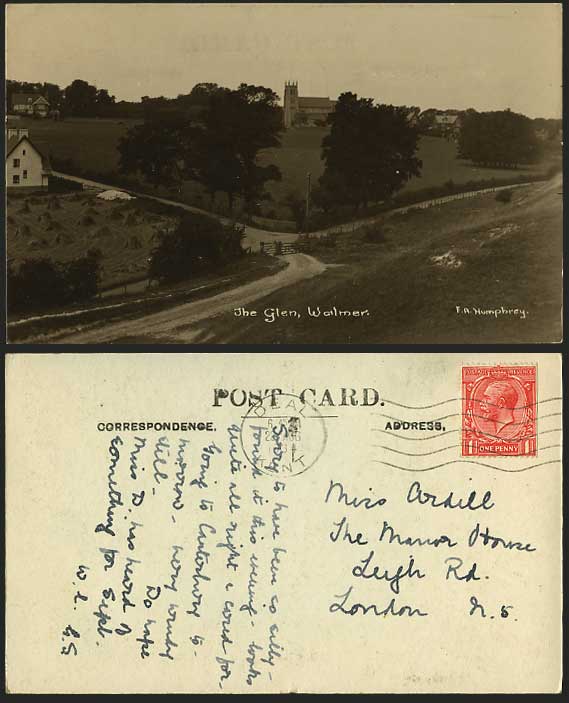 WALMER THE GLEN Road Panorama Kent 1934 Old RP Postcard