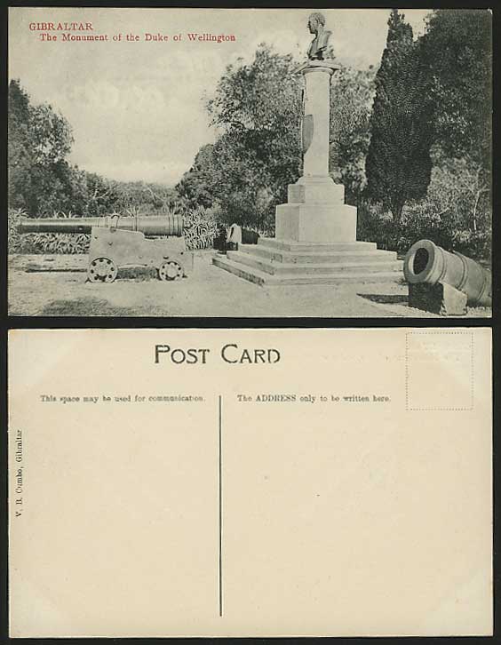 Gibraltar Old Postcard - Monument of Duke of Wellington
