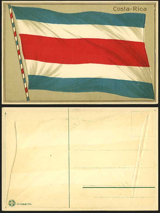 Costa Rica - FLAG Old Embossed Colour Postcard Novelty