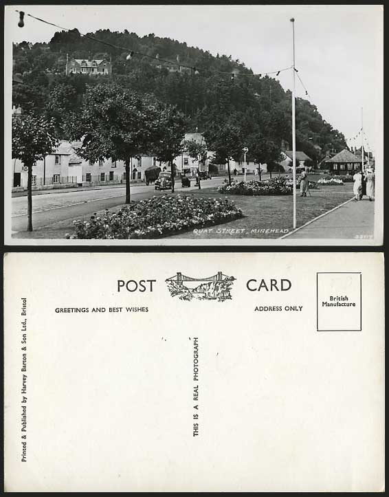 MINEHEAD Somerset QUAY STREET Vintage Cars RP Postcard