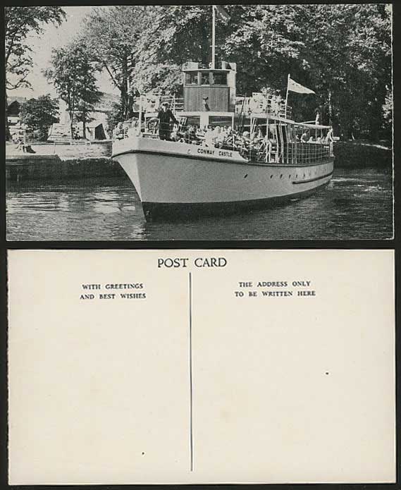 CONWAY CASTLE Ferries Ferry Boat Shipping B/W Postcard