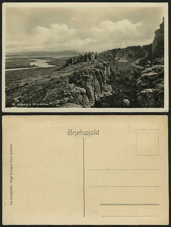 Iceland Old R.P. Postcard Law Rock LOGBERG a PINGVOLLUM