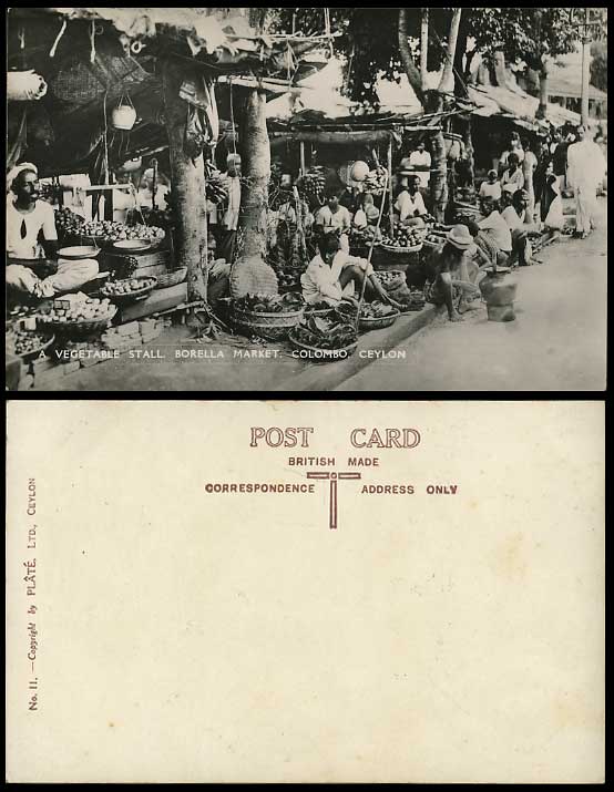 Ceylon Old RP Postcard Vegetable BORELLA MARKET COLOMBO