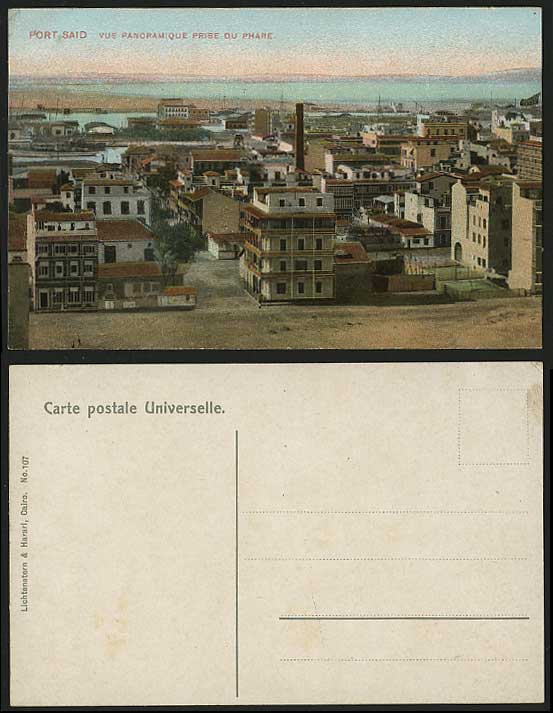 Egypt Old Colour Postcard PORT SAID Panorama View from Lighthouse Le Phare