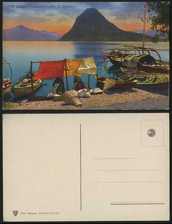 Swiss Old Postcard S SALVATORE Lugano Lake, Washerwomen