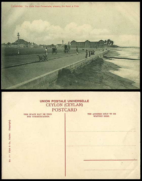 Colombo Old Postcard GALLE FACE PROMENADE CLUB & HOTEL