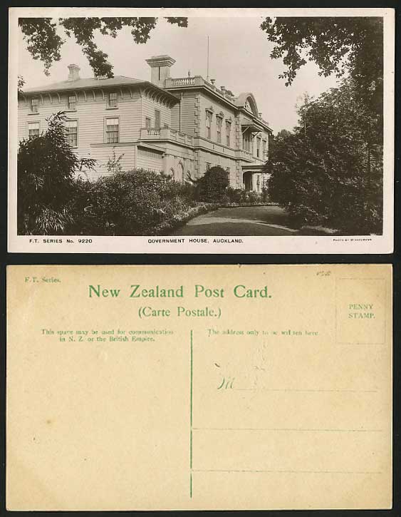 New Zealand Old R.P. Postcard AUCKLAND Government House