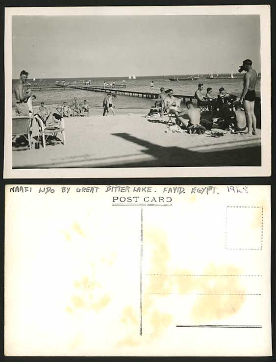 Egypt 1948 Postcard Naafi Lido GREAT BITTER LAKE, FAYID