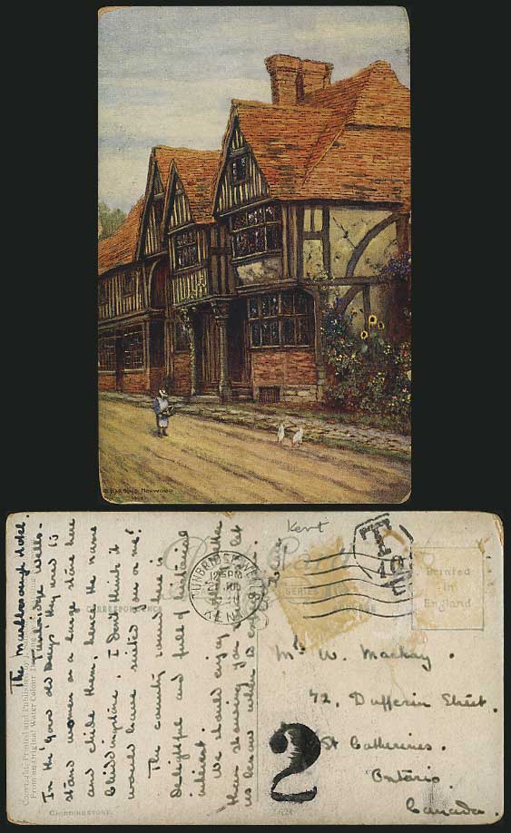 Postage Dues T 10C CHIDDINGSTONE Village HARDING NORWOOD 1930 Old Color Postcard