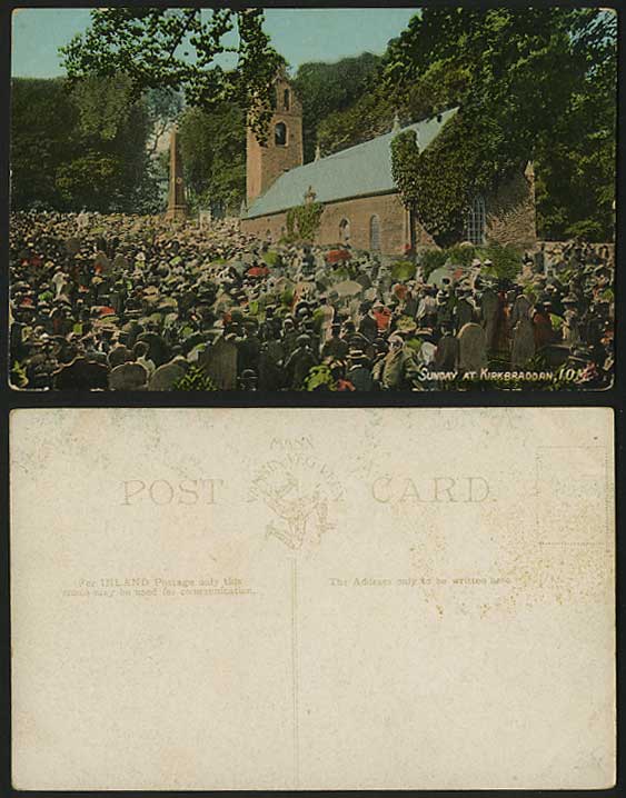 Isle of Man Old Postcard Sunday at KIRKBRADDAN Church