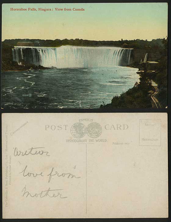Canada View HORSESHOE FALLS Niagara Falls Old Postcard