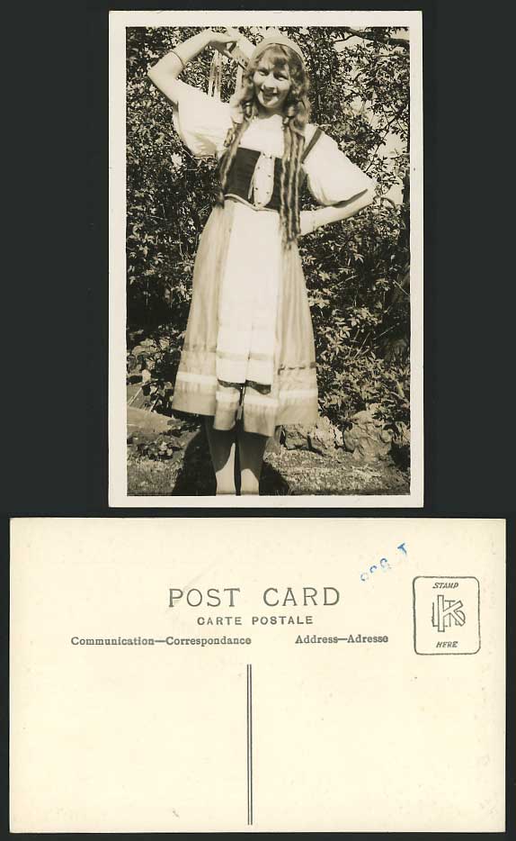Girl Woman Dancer Traditional Costume Old R.P. Postcard