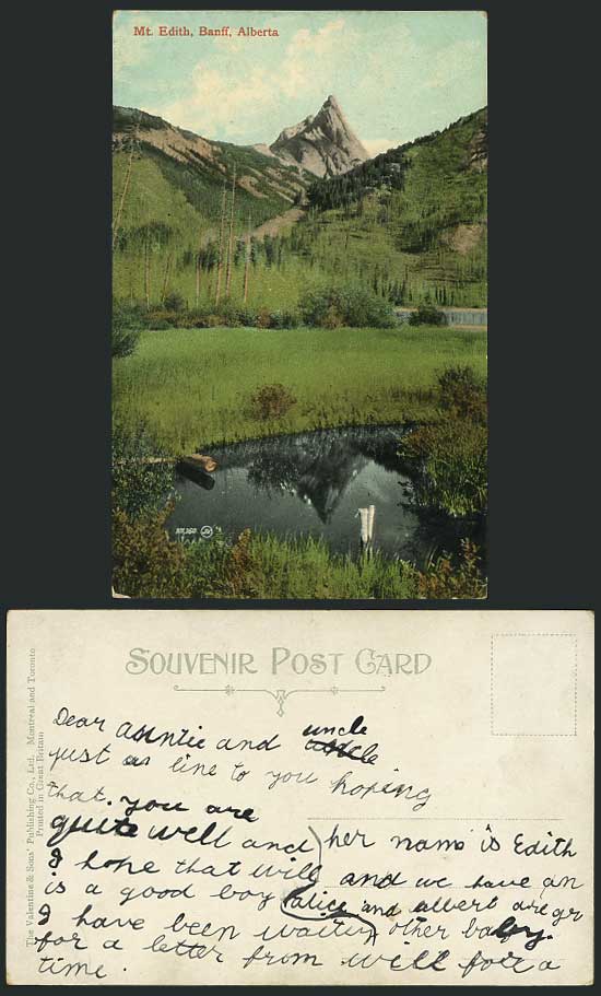 Canada Old Postcard MT. EDITH - BANFF Alberta Mountains