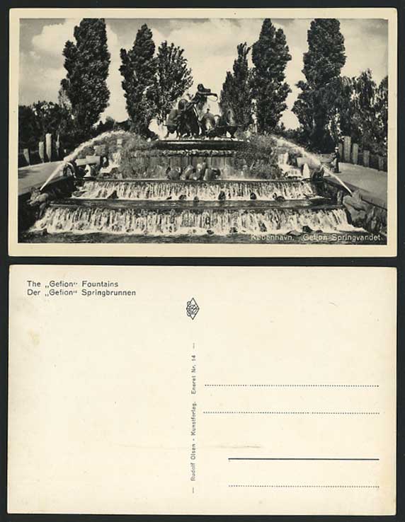 COPENHAGEN Old RP Postcard Fountain Gefion Springvandet