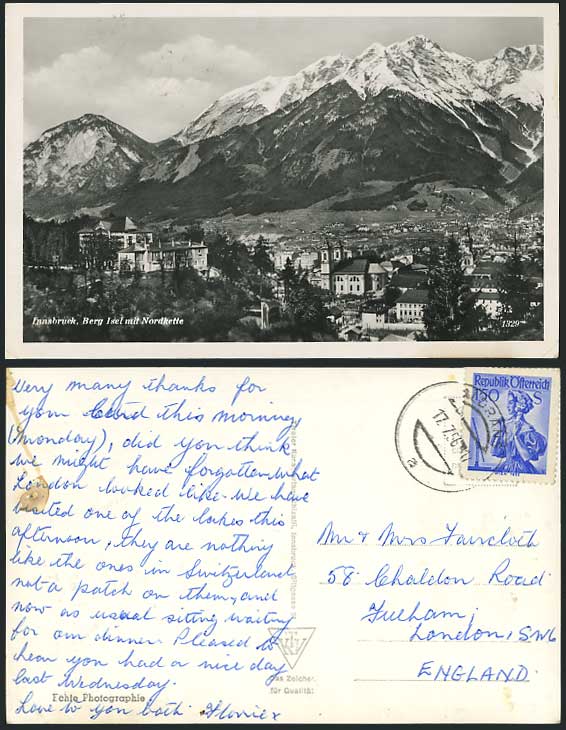 INNSBRUCK 1956 Old RP Postcard BERG ISEL mit Nordkette