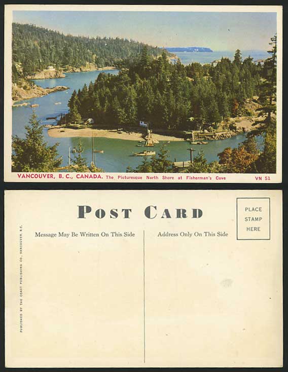 Vancouver B.C. Old Postcard Noth Shore Fisherman's Cove