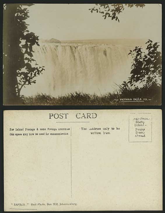 Rhodesia Africa Old Postcard VICTORIA FALLS Waterfalls