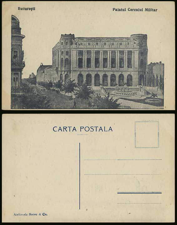 Romania Old Postcard Bucuresti Palatul Cerdului Militar