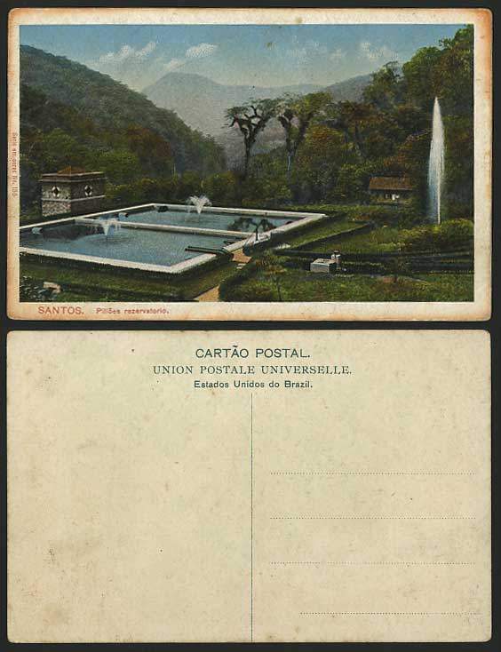 BRAZIL Old Colour Postcard SANTOS, Pilloes Zezervatorio