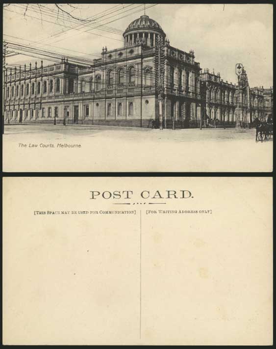 Australia Old Postcard THE LAW COURTS Melbourne & Horse