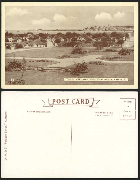 Westbrook Margate Old Postcard The Sunken Gardens, Pier