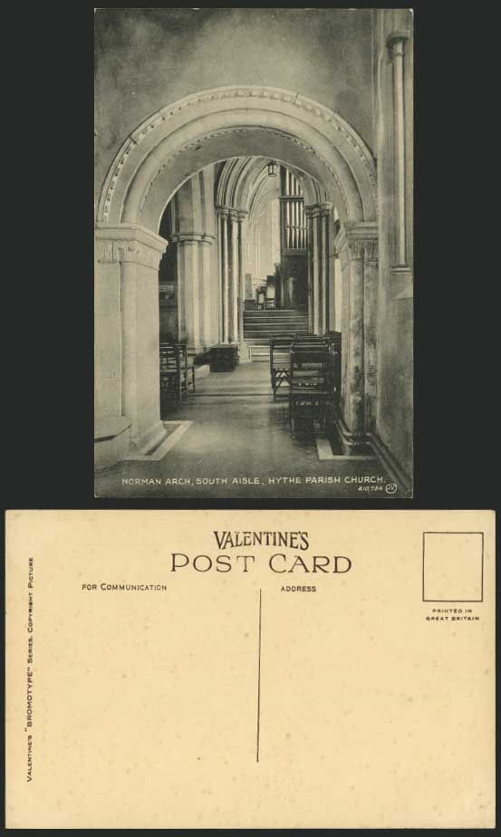 HYTHE PARISH CHURCH - Norman Arch S. Aisle Old Postcard