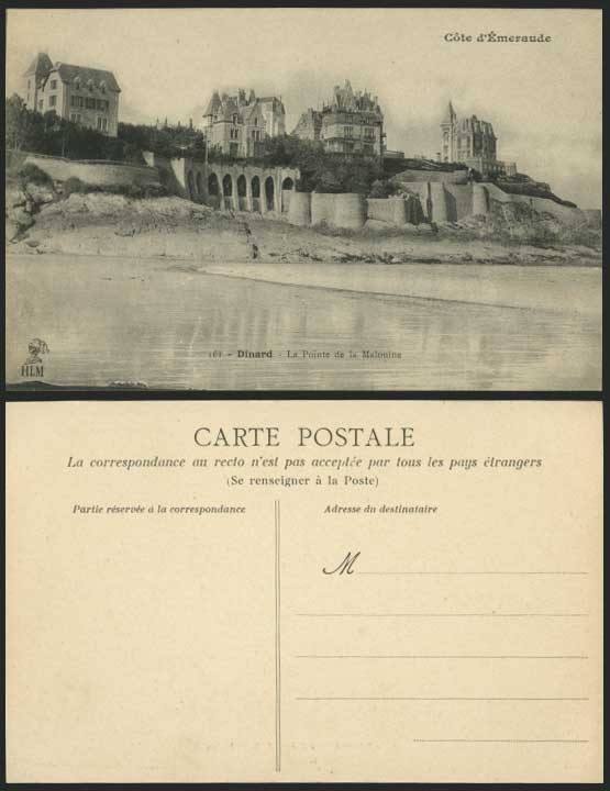 Cote Emeraude Old Postcard DINARD Pointe de la Malouine