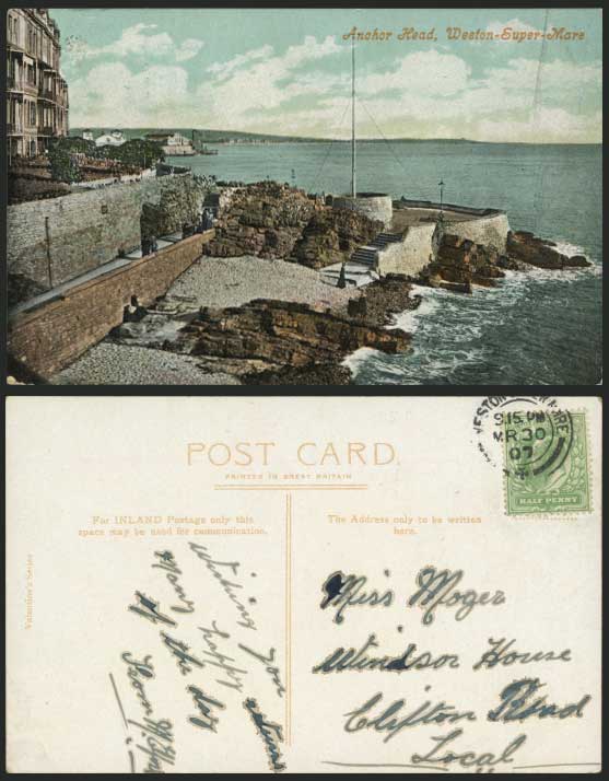 WESTON-SUPER-MARE Anchor Head - Panorama 1907 Postcard