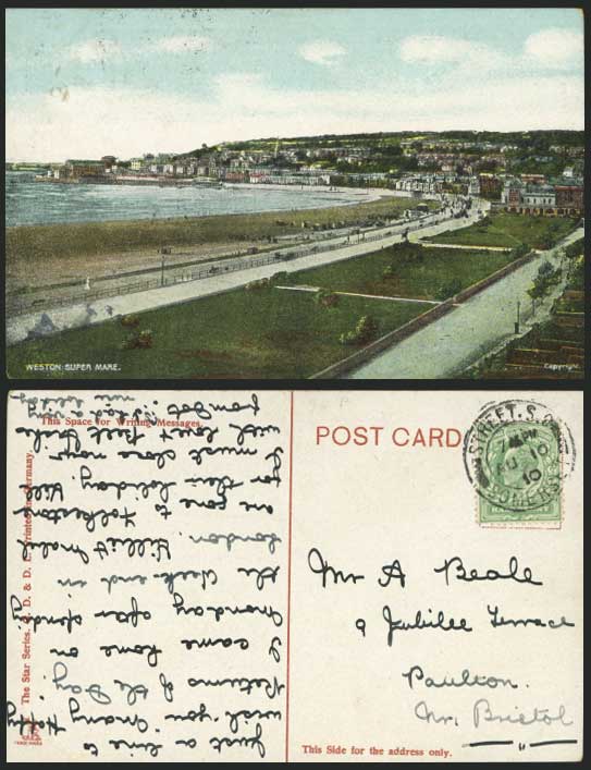 Weston-Super-Mare Panorama 1910 Old Postcard - Somerset