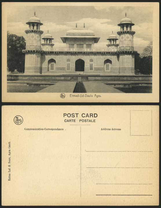 India Old B/W Postcard Etmaduddaula Agra Etmad-Ud-Daula