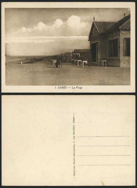 Tunisia Old Postcard GABES La Plage BEACH General View