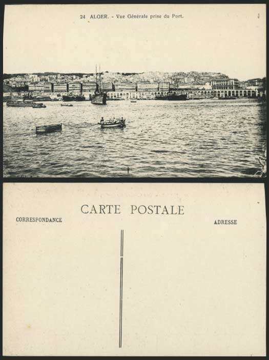 Algeria Old Postcard ALGER - Vue Generale prise du Port
